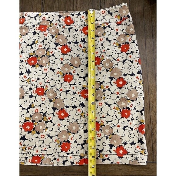 LOFT Mini Cotton Skirt Beige & Red Ditsy Floral, red and tan size 8 - Picture 10 of 14